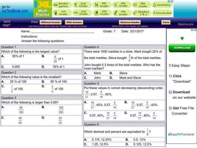 Comparing Numbers Worksheet Comparing Numbers Worksheet