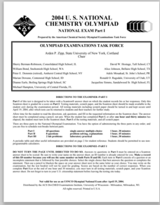 2004 U.S. National Chemistry Olympiad Part I Assessment 2004 U.S. National Chemistry Olympiad Part I Assessment