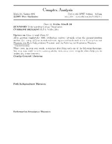 Complex Analysis:  Contour Integration Worksheet Complex Analysis:  Contour Integration Worksheet