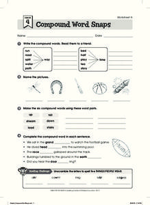 Compound Word Snaps Worksheet Compound Word Snaps Worksheet