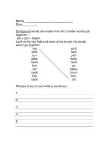 Compound Words Worksheet Compound Words Worksheet