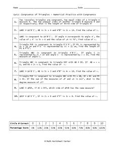 Congruence of Triangles Worksheet Congruence of Triangles Worksheet