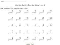Addition: Level 3: Exercise 2 (Carryovers) Interactive Addition: Level 3: Exercise 2 (Carryovers) Interactive
