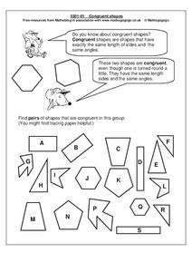 Congruent Shapes Worksheet Congruent Shapes Worksheet