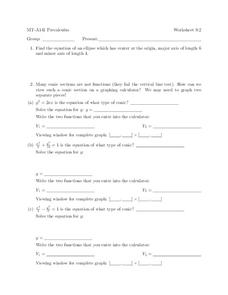 Conics Worksheet Conics Worksheet