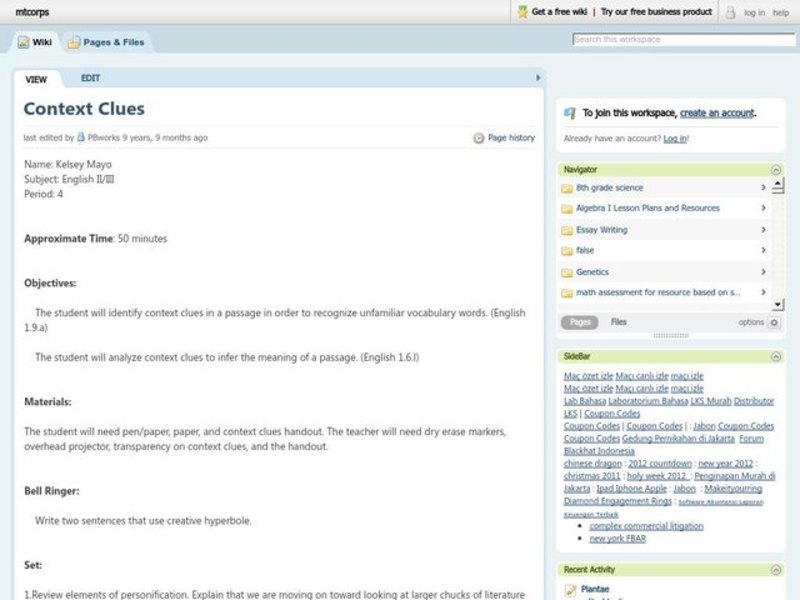 Context Clues Lesson Plan Context Clues Lesson Plan