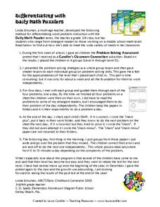 Differentiating with Daily Math Puzzlers Lesson Plan Differentiating with Daily Math Puzzlers Lesson Plan