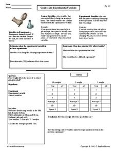Control and Experimental Variables Worksheet Control and Experimental Variables Worksheet