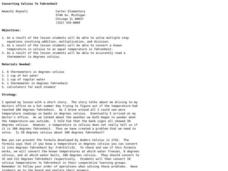 Converting Celsius to Fahrenheit Lesson Plan Converting Celsius to Fahrenheit Lesson Plan