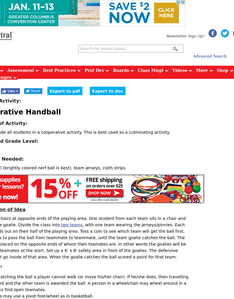 Cooperative Handball Lesson Plan Cooperative Handball Lesson Plan