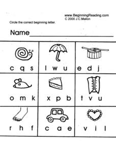 Correct Beginning Letter Lesson Plan Correct Beginning Letter Lesson Plan