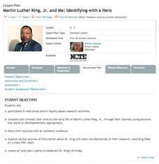 Martin Luther King, Jr. and Me: Identifying with a Hero Lesson Plan Martin Luther King, Jr. and Me: Identifying with a Hero Lesson Plan