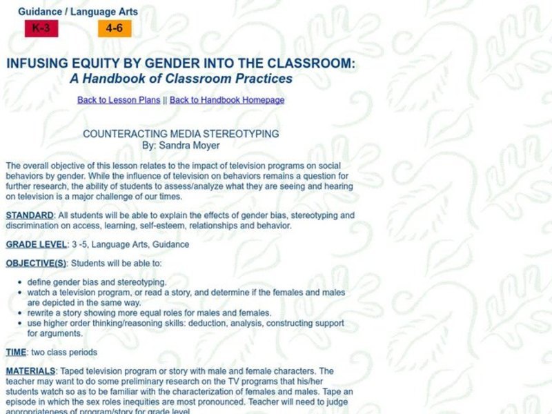 COUNTERACTING MEDIA STEREOTYPING Lesson Plan COUNTERACTING MEDIA STEREOTYPING Lesson Plan