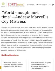 "World Enough, And Time"-Andrew Marvell's Coy Mistress Lesson Plan "World Enough, And Time"-Andrew Marvell's Coy Mistress Lesson Plan