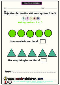Counting Exercise Worksheet Counting Exercise Worksheet