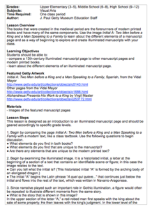 Comparing Books to 13th Century Manuscripts Lesson Plan Comparing Books to 13th Century Manuscripts Lesson Plan