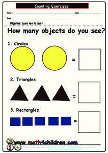 Counting Shapes Worksheet Counting Shapes Worksheet