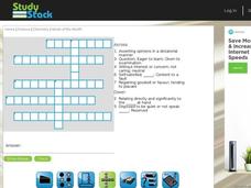 Vocabulary Crossword Puzzle Interactive Vocabulary Crossword Puzzle Interactive