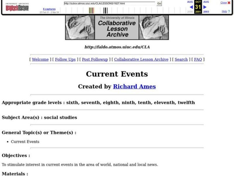 Current Events Lesson Plan Current Events Lesson Plan