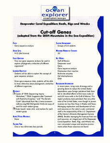 Cut-Off Genes Lesson Plan Cut-Off Genes Lesson Plan