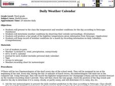 Daily Weather Calendar  Lesson Plan Daily Weather Calendar  Lesson Plan