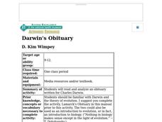 Darwin's Obituary Lesson Plan Darwin's Obituary Lesson Plan