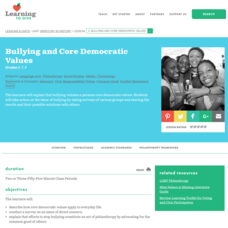 Bullying and Core Democratic Values Lesson Plan Bullying and Core Democratic Values Lesson Plan
