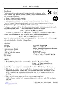 D-Block Ions as Catalysts Lab Resource D-Block Ions as Catalysts Lab Resource