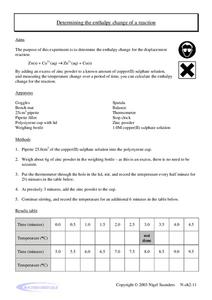 Determining the Enthalpy Change of a Reaction Lab Resource Determining the Enthalpy Change of a Reaction Lab Resource