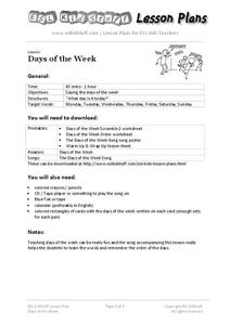 Days of the Week Lesson Plan Days of the Week Lesson Plan