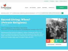 Sacred Giving: When? Lesson Plan Sacred Giving: When? Lesson Plan