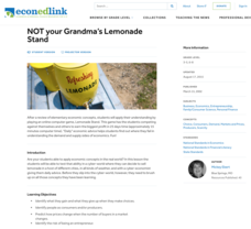 NOT Your Grandma's Lemonade Stand Lesson Plan NOT Your Grandma's Lemonade Stand Lesson Plan