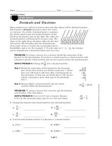 Decimals and Fractions Worksheet Decimals and Fractions Worksheet