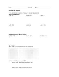 Decimals and Percents Worksheet Decimals and Percents Worksheet