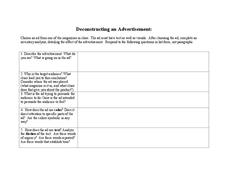 Deconstructing an Advertisement  Organizer Deconstructing an Advertisement  Organizer