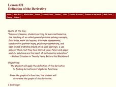 Definition of the Derivative Lesson Plan Definition of the Derivative Lesson Plan