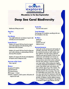 Deep Sea Coral Biodiversity Lesson Plan Deep Sea Coral Biodiversity Lesson Plan