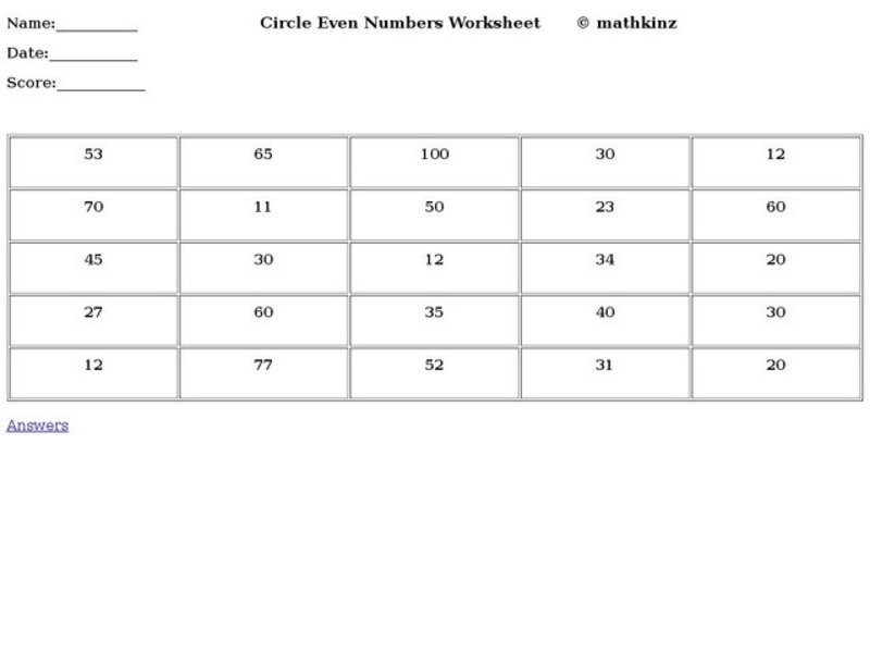Finding Even Numbers Worksheet Finding Even Numbers Worksheet