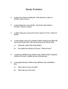 Density Worksheet Worksheet Density Worksheet Worksheet
