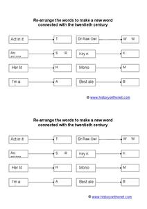 20th Century Anagrams Worksheet 20th Century Anagrams Worksheet