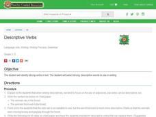 Descriptive Verbs Lesson Plan Descriptive Verbs Lesson Plan