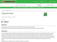 Thesaurus Power Lesson Plan Thesaurus Power Lesson Plan