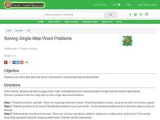 Solving Single-Step Word Problems Lesson Plan Solving Single-Step Word Problems Lesson Plan