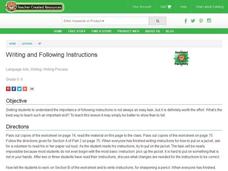 Writing and Following Instructions Lesson Plan Writing and Following Instructions Lesson Plan