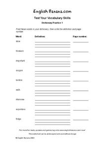 Dictionary Practice Worksheet Dictionary Practice Worksheet