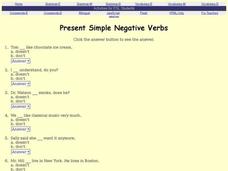 Present Simple Negative Verbs Interactive Present Simple Negative Verbs Interactive