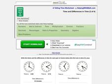 Difference In Time Worksheet Difference In Time Worksheet