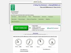 Difference In Time Worksheet Difference In Time Worksheet