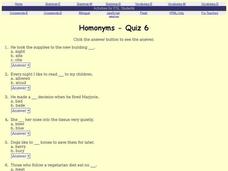 Homonyms - Quiz Interactive Homonyms - Quiz Interactive