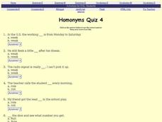 Homonyms Quiz Interactive Homonyms Quiz Interactive